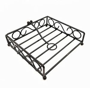 Porte-serviettes de table en métal décor antique perle de fer ronds de serviette décoratifs Vase de sol pour boîte à mouchoirs standard - Product Image 2