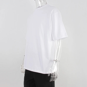 T-shirts décontractés surdimensionnés en coton et fibre de bambou 100% personnalisés avec logo, écologiques, anti-froissement, en gros - Product Image 5