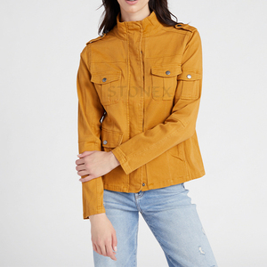 Sturdy <b>Women's</b> <b>Utility</b> <b>Jacket</b> with Zip Snap Closure Functional Pockets Street Wear Wholesale Supply Cotton Filled Dyed Fabric - Product Image 1