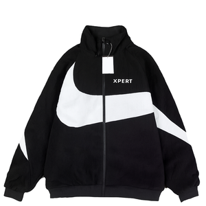 Chaqueta de Forro Polar de Poliéster de Doble Cara Unisex con Logotipo de Marcas Globales, Cuello Alto, Cortavientos Grande, Abrigo de Invierno de Lona con Cremallera Frontal - Product Image 1