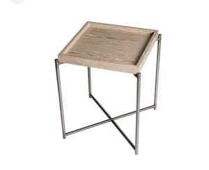 Modern 24-Inch Mango Wood Side Table with Square Iron Metal Frame Small Coffee Table <b>Tray</b> Top Industrial Style - Product Image 1
