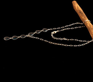 Popular chicas moda 8x12mm pera facetado Londres azul cuarzo plateado ajustable Paperclip cadena colgante collar joyería - Product Image 6