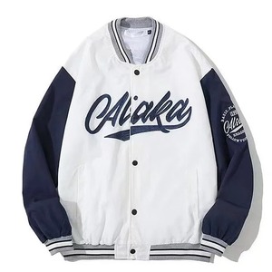 Veste de baseball en cuir véritable imperméable et coupe-vent de style américain avec patch lettre, uniforme de rue, marque de mode streetwear Y2K pour hommes - Product Image 4