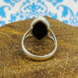 Bague élégante en forme de marquise en onyx noir véritable faite à la main en argent sterling 925 bijoux de mariage et de fête pour femmes bijoux fins - Product Image 3