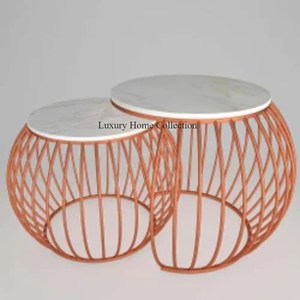 Mesa anidada con bandeja superior Forma redonda Agujero Mango Mesa potable Diseño único Última llegada Diseño lujoso hecho a mano - Product Image 6