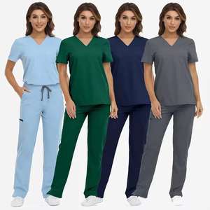 Vêtements médicaux pour infirmières et hommes, ensembles de blouses médicales en tissu extensible 4 directions, écologiques, en gros, taille haute - Product Image 1
