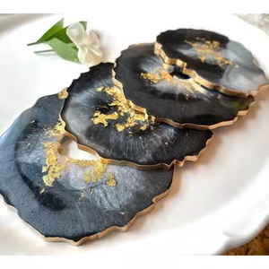 Dessous de verre en pierre Ensemble de 4 sous-verres en résine au design unique et pur avec des matériaux de qualité supérieure par Crescent Crafts - Product Image 6