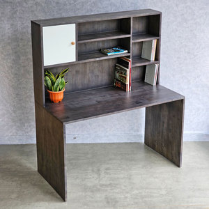 FD68055 Solid Wood Study <b>Desk</b> Bookshelf Drawer 120x60x140cm Laptop PC Table for Bedroom Hotel <b>Simple</b> Design Style-Rubber Wood - Product Image 6
