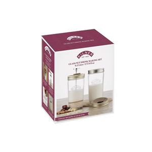 Kit de fabrication de lait végétal Kilner (2 pièces) – Bocaux en verre avec couvercle en acier inoxydable, bec verseur en silicone anti-éclaboussures, filtre et piston inclus - Product Image 2