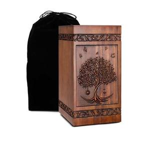 Venta caliente Urna de madera hecha a mano de gran tamaño Árbol DE LA VIDA único Diseño de madera Sheesham urnas de cremación al por mayor para cenizas humanas - Product Image 1