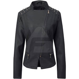 Chaquetas de cuero genuino para mujer, nuevo diseño elegante, chaqueta de cuero - Product Image 2