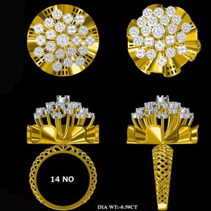 แหวนเพชรเลี้ยงในห้องปฏิบัติการทรงช่อดอกไม้ ทำจากทอง 14k - Product Image 2