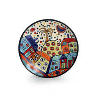 Assiettes en céramique robustes multicolores peintes à la main 'Le couple de la cabane' 17,8 cm (7,1 cm) 1,01 kg Fabriquées en Inde Lot de 2