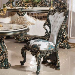 Ensemble de table à manger de luxe Emma de l'hôtel Monarchia, en teck massif, noir et or, sculpté à la main, meubles de palais royal - Product Image 5