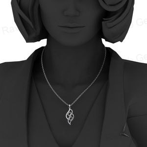 Nuevo Colgante de Plata de Ley 925 de Alta Calidad con Diseño de Onda Infinita de 25 mm, Engaste de Bisel Semi-Montado, Cadena de 18 Pulgadas, Joyería Fina - Product Image 2