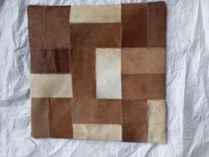 Natural Cowhide Leather <b>Cushion</b> Covers Handcrafted Comfortable Ethically Produced Embossed Design LEATHER HUNT Brand - Product Image 5