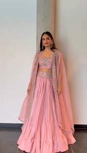 Semi-Stitched Lehenga Choli with <b>Shrug</b> Chinon Fabric Thread & Sequins Embroidered Wedding & Party Wear - Product Image 6