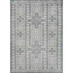 Alfombra de Lana Anudada a Mano Azul Savana, Diseño Geométrico Rectangular para Decoración de Sala de Estar, Alfombra Rectangular de 9x12 para Pasillo - Product Image 1