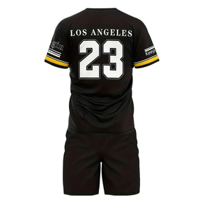 Conjunto informal de camiseta y pantalones cortos de manga corta para hombre, mezcla de poliéster, patrón geométrico, cuello redondo, lavable a máquina - Product Image 2