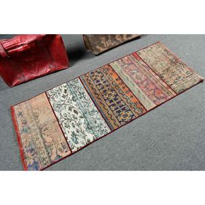 Alfombra vintage de 2.2x5.5 pies, alfombra turca tipo runner, alfombra de lana azul con lunares - Product Image 2