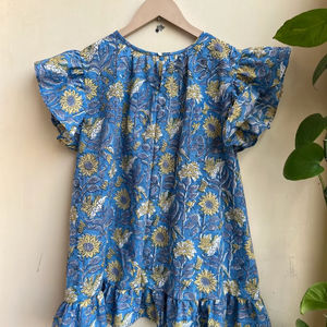 Main bloc imprimé femmes haut d'été décontracté Floral coton Blouse avec broderie à la main vêtements d'extérieur courts - Product Image 1