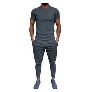 Ensemble deux pièces Summer Fitness T-shirt à col rond de couleur unie et pantalon de jogging Simply Fit Active Bottoms Top and Pants - Product Image 6
