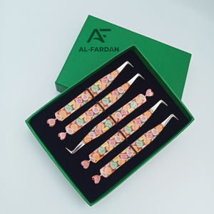 Nouvelles pinces à épiler pour extensions de cils à 90 degrés, pointe pointue, poignée lisse en forme de cœur, diamant, impression papier, acier inoxydable, 12 cm - Product Image 1