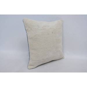 Almohada de lana con patrón Vintage Beige, cojín decorativo de 14x14 pulgadas, técnicas tejidas Kantha bordadas - Product Image 3