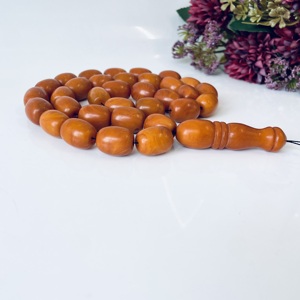 Perles de prière islamiques en ambre allemand ancien, Tasbih en ambre baltique naturel, Misbaha marron vintage, 100 grammes - Product Image 3
