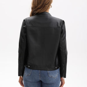 Veste en cuir véritable pour femmes, vêtement d'extérieur tendance, idéale pour les tenues décontractées d'hiver et le style urbain - Product Image 2