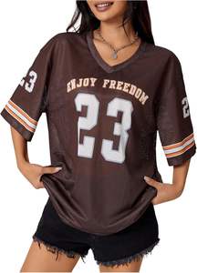 Respirant maille formation professionnel nouveau Design cousu violet maille Football américain col en v femmes - Product Image 4