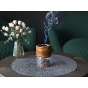 Brûleur Bakhoor moderne en bois et acrylique avec plateau en métal résistant à la chaleur Brûleur d'encens élégant pour la maison, le bureau et la décoration du Ramadan - Product Image 5