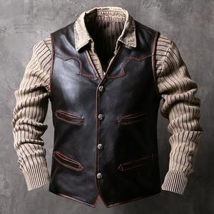 Custom Penal Design Genuine Leather <b>Vest</b> Multi-Pocket Stylish Cowhide <b>Men's</b> Leather <b>Vest</b> Wholesale Hip Hop Waistcoat - Product Image 1