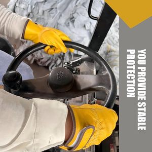 Gants de travail en cuir, Gants de jardinage pour hommes et femmes, Gants de travail en cuir pour hommes, Gants en peau de vache, Gant de soudage - Product Image 5