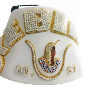 OES Chapeau Fès de haute qualité en laine blanche pure personnalisée avec broderie à pompon jaune franc-maçon Chapeau maçonnique Meilleure vente Sports de plage en plein air - Product Image 5