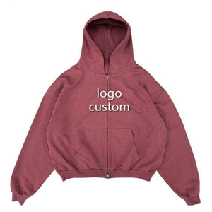 High Quality <b>French</b> Terry Oversized Drop Shoulder Mens Hoodie Custom Full Zip 100% Cotton Men Heavyweight Hoodies Outdoor - Product Image 1