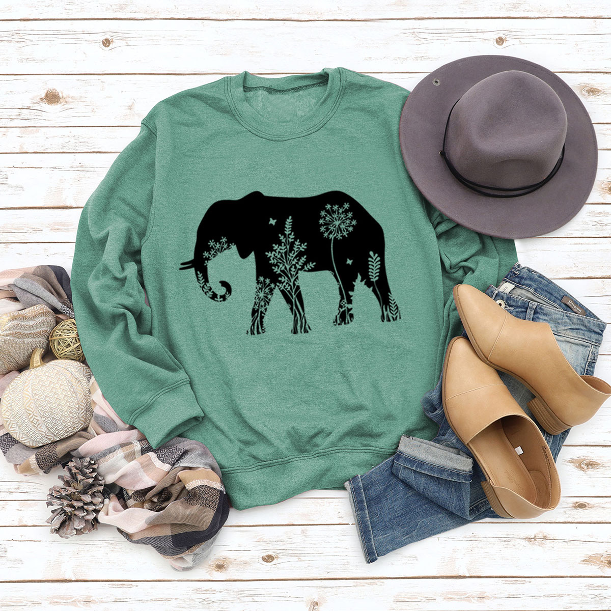 Light green sweatshirt (black font)