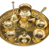 Ensemble de Pooja Thali en laiton de qualité supérieure pour la maison Temple Pooja Thali articles décoratifs en laiton Pooja pour cadeau pour la décoration
