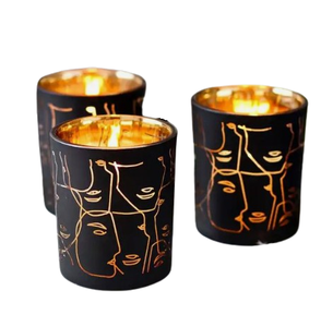 Ensemble de trois bougeoirs en verre et métal de qualité d'exportation Bougeoir votif Forme personnalisée pour l'éclairage de la maison - Product Image 1