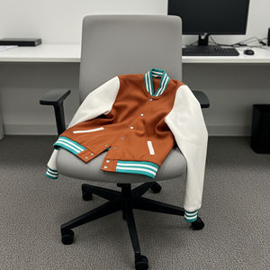 Veste de baseball longue à manches longues en coton avec impression sérigraphique sur le devant, tendance et personnalisée, pour l'hiver, de qualité supérieure, à épaules tombantes, pour hommes - Product Image 5