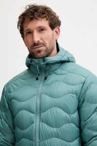 Veste matelassée ultralégère à capuche pour homme, style athlétique, couleur vert mer, rembourrage en duvet de plumes, respirante - Product Image 2