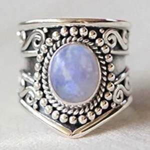 925 Sterling Silver Rainbow Moonstone <b>Statement</b> <b>Ring</b> Handmade Boho June Birthstone Jewelry 18K Perfect Gift for Her Birthday - Product Image 4