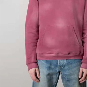 OEM personalizado hombres Vintage con capucha francés Terry sudaderas con capucha de gran tamaño pesado algodón Rhinestone desgastado sol desteñido ácido lavado sudaderas con capucha - Product Image 3