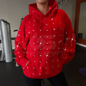 Sweat à capuche en coton mélangé avec des strass pour hommes, design de streetwear à détails étincelants, parfait pour la fête ou un look décontracté - Product Image 1