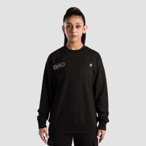 Sweat-shirt surdimensionné pour femme Sanctuary, en maille de soie respirante, coupe courte, noir, de haute qualité - Product Image 2