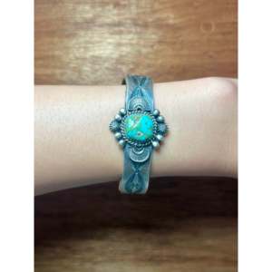 Kindale Billah Sonoran Mountain Turquoise & Sterling <b>Silver</b> Fashion <b>Cuff</b> <b>Bracelet</b> - Product Image 4