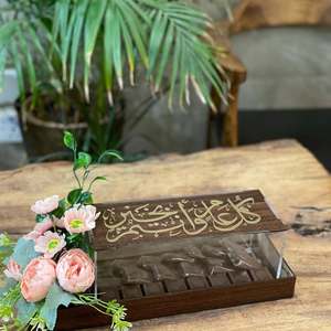 Modern Crystal-Clear Acrylic Gift Box with Mother of Pearl Shell Inlay Top Personalized for Premium Wedding and Eid Gift <b>Hampers</b> - Product Image 2