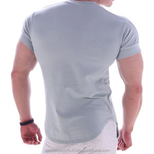 เสื้อยืดแขนสั้นลำลองสีพื้นสำหรับฤดูร้อนเสื้อยืดผ้าคอตตอนใส่เล่นกีฬาฟิตเนสใส่สบายสำหรับผู้ชาย - Product Image 3