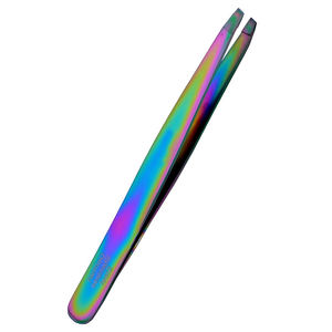 Wholesale Cosmetics Personalized Professional Slanted Pointed Eco-Friendly Pink Black Custom Stainless Steel <b>Eyebrow</b> <b>Tweezers</b> - Product Image 2