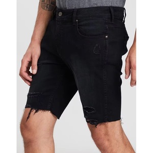 Custom Acid Wash Vintage Street Wear Distressed Baggy en relieve Jeans Shorts para hombres - Product Image 5